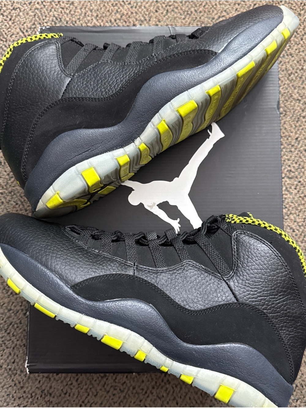Jordan Men’s Black Sneakers with Neon Yellow Accents